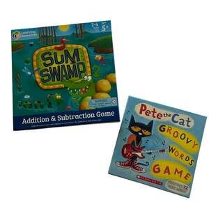Learning Resources Math Game & Scholastic Pete the Cat Words Game Bundle